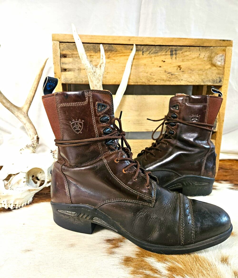 Ariat Cobalt Performer Men 10.5 D Dark Brown Leather Lace Up Paddock Boots 66326